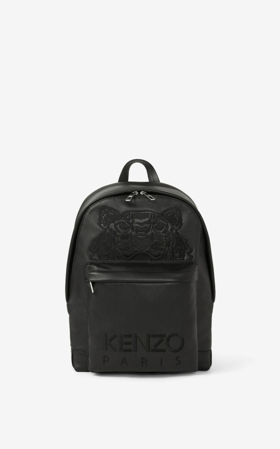 Kenzo Kampus Tiger Deri Sırt Çantası Erkek Siyah | 6095-BUNCJ